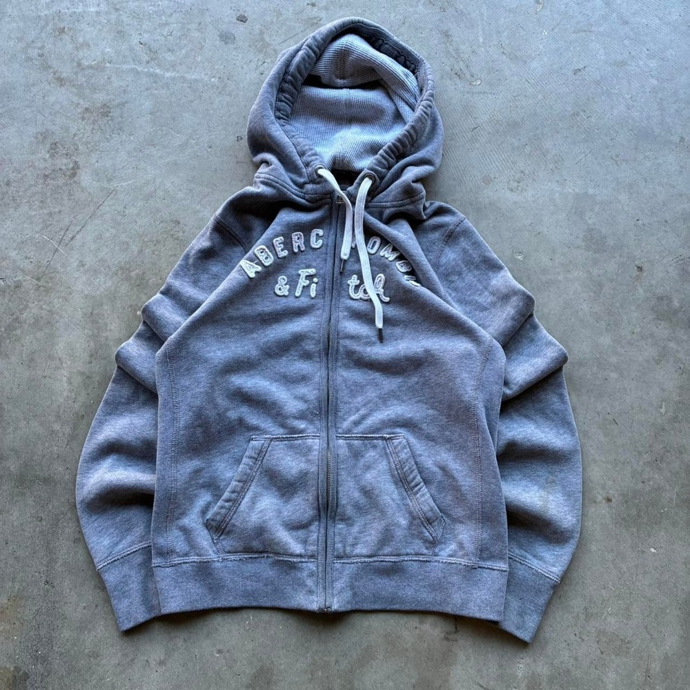 Vintage Y2K Abercrombie Zip Up Hoodie Thin Spellout Muscle Fit